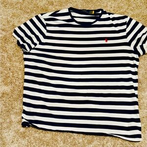 Ralph Lauren Navy and White Striped T-Shirt
